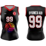 ACR Giyim Voleybol Forması Model 719 - Kişiye Özel Isim ve Numara Yazılabilir, Dijital Baskı Tasarım Tek Üst - Siyah - 5 - 6 Yaş
