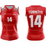 ACR Giyim Voleybol Forması Sultan Model - Kişiye Özel Isim ve Numara Yazılabilir, Dijital Baskı Tasarım Tek Üst - Beyaz - Kırmızı - 1 - 2 Yaş