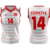 ACR Giyim Voleybol Forması Sultan Model - Kişiye Özel Isim ve Numara Yazılabilir, Dijital Baskı Tasarım Tek Üst - Kırmızı - Beyaz - 3 - 4 Yaş