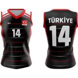 ACR Giyim Voleybol Forması Sultan Model - Kişiye Özel Isim ve Numara Yazılabilir, Dijital Baskı Tasarım Tek Üst - Siyah