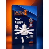 Acra 50W Kumandalı Tavan Tipi Fan ve LED Aydınlatma – 3 Kademeli Hız Ayarlı, 3 Renk Işık Modlu - Beyaz