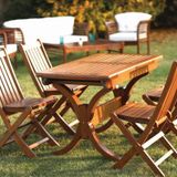 Acrapol Palermo Ahsap Balkon Bahce Takimi: 70X120+40 Acilir Masa + 4 Sandalye Set