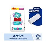 Active Toz Çamaşır Deterjanı Beyazlar ve Renkliler 9 kg X1 Havlu Hediye
