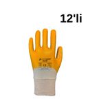 Activehand ACTİVEHAND AC-02 Tam Kaplı Sarı Nitril Profesyonel İş Eldiveni 12'li - Sarı - Beyaz - 10