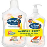 Activex Antibakteriyel Sıvı Sabun 1 lt + 500 ml Aktif Bakterilerin %99.9'unu Yok Eder