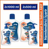 Activex Antibakteriyel Sıvı Sabun Aktif 2x1 Lt+ 2x500 Ml Nemlendirici İçerir