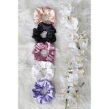 Activforte 5’li Saten Saç Tokası Seti | Siyah Beyaz Pembe Krem Lavanta | Yumuşak Kumaş Scrunchie Toka