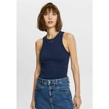 Actiwear Kadın Fitilli Halter Yaka Örme Atlet T-Shirt - Lacivert