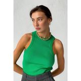 Actiwear Kadın Fitilli Halter Yaka Örme Atlet T-Shirt - Yeşil