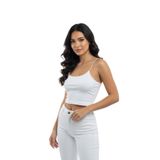 ACTRİS Beyaz Ip Askılı Crop Top Astarlı Büstiyer Bluz Beyaz S