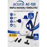 Acura Ac-120 Moplu Buharlı Temizleyici, 4 Bar, 1050 W, 16 Parça Aksesuar Ve Mikrofiber Bez Hediyeli