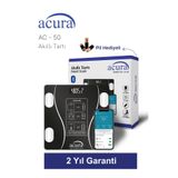 Acura Ac-50 Ce Onaylı Yağ, Su, Kas Ve Kilo Ölçer Akıllı Tartı Siyah, AC-50