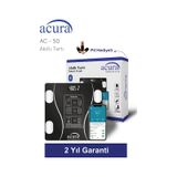 Acura Ac-50 Ce Onaylı Yağ, Su, Kas Ve Kilo Ölçer Akıllı Tartı siyah