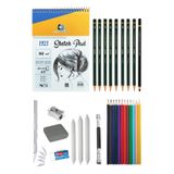 ACUTO Alex Schoeller A5 Eskiz Defteri 90g Eskiz Seti Dereceli Kalem Set Kuruboya 12li Karakalem Çizim Seti