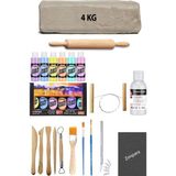 Acuto Beyaz Seramik Hamuru 4 kg Seti Mastermix Akrilik Vernik ve Ebeşuar ile Eğitici Yaratıcı Oyun