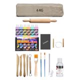 ACUTO Beyaz Seramik Hamuru 6 Kg Kil Ebeşuar Set Mastermix Pastel Akrilik Set Parlak Vernik Merdane Kretuar