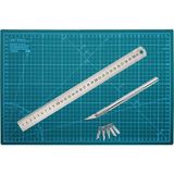 Acuto Çift Taraflı Kesim Altlığı A3 Kesim Matı Kretuar Bıçağı 5 Yedek Çelik Cetvel 30CM A3 Kesim Set