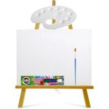 Acuto Ekonomik Mini Şövale 25 x 35 cm Tuval 6 x 15 ml Parmak Boyası Seti Çocuklar Için Boyama Seti