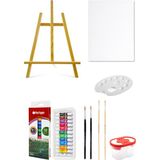 Acuto Masaüstü Şövale Red Apple Akrilik Boya Seti 9 ml 12'li Tuval Seti 25X35 Tuval