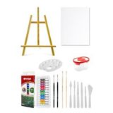 Acuto Masaüstü Şövale Red Apple Akrilik Boya Seti 9 ml 12'li Tuval Seti 35X50 Plastik Spatula Seti