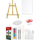 Acuto Mini Şövale Red Apple Akrilik Boya Seti 9 ml 12 Renk Tuval Seti 25X35 Plastik Spatula Seti