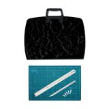 Acuto Proje Çantası 38X55 cm A3 Kesim Matı Çift Taraflı Kesim Altlığı Kretuar Seti Cetvel Mimarlık Seti
