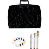 Acuto Proje Çantası 38x55 cm Resim Çantası Karışık Fırça Seti 6'lı Godeli Resim Paleti Mimarlık Seti