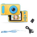 Acuvar Full 1080P Çocuk Selfie HD Kompakt Dijital Fotoğraf ve Video Şarj Edilebilir Kamera 2 inç LCD Ekran, Video Oyunları ve Mikro USB Şarjlı (Mavi, SD Kartlı)