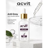 Acvit Anti Grey Hair Growth Serum - Beyaz Saç ve Dökülme Kontrolü - Saç Derisini Güçlendirme – 50 ml - Şeffaf