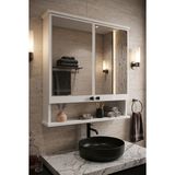 AD-3 Raflı Banyo Dolabı, 2 Kapaklı Lavabo Üstü Aynalı Banyo Dolabı - Beyaz