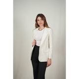 AD Fashion Kadın Blazer Ceket Uzun Kol ve Cepli Tasarım - Beyaz