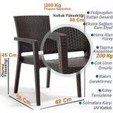 Ada 3 Adet Rattan Koltuk, Bahçe Sandalyesi, Kahverengi - Çok Renkli