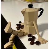 ADA 3D Moka Pot Kahve Demliği Figürlü Sarkan Bacaklı Mutfak Raf Süsü Biblo - Krem