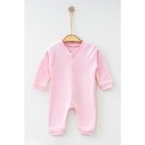 Ada Bebek Çocuk %100 Pamuk Düz Çıtçıtlı Tulum 1858 - Pembe - 6 - 9 Ay