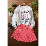 Ada Bebek Çocuk Tarz Ekose Etek Bee The Best Sweat Etek Alt Üst Takım - Kırmızı - 9 - 10 Yaş