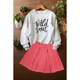 Ada Bebek Çocuk Tarz Ekose Etek Wild Soul Sweat Etek Alt Üst Takım - Kırmızı - 9 - 10 Yaş