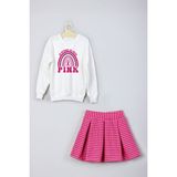 Ada Bebek Çocuk Yeni Sezon Gökkuşağı Pink Baskılı Etek Sweat Takım - 3 - 4 Yaş - Pembe