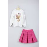 Ada Bebek Çocuk Yeni Sezon Tarz Watercolor Baskılı Etek Sweat Takım - 3 - 4 Yaş - Pembe