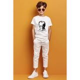Ada Bebek Kemal Atatürk İmzalı Gölgeli Baskılı Beyaz Erkek Çocuk T-shirt