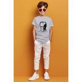 Ada Bebek Kemal Atatürk İmzalı Gölgeli Baskılı Gri Erkek Çocuk T-shirt