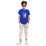 Ada Bebek Kemal Atatürk İmzalı Gölgeli Baskılı Saks Mavi Erkek Çocuk T-shirt