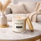Ada Candle Bardak Mum - Bambu Kapaklı -Kokulu - Beyaz