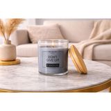 Ada Candle Bardak Mum - Bambu Kapaklı -Kokulu - Gri