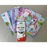 Ada Çanta Kırtasiye Kız Çocuk 10 Adet Stickerli Boyama Kitabı Seti ve 12 Li Kuru Boya Kalemi NS6006843
