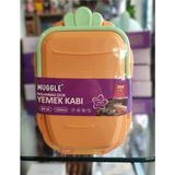 Ada Çanta Kırtasiye Paslanmaz Çelik 2 Katlı 3 Bölmeli Havuç Model Geniş Kapasiteli Beslenme Kabı 1300ML Muggle MM50007 - Turuncu