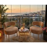 Ada Çay Seti Ikili Koltuk Berver ve Puf Takımı 3'lü Takım (Balkon,salon,ofis,bahçe Takımı)