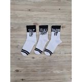 Ada Erkek Kadın Çorap Desenli Soket Çorap 3'lü Paket Unisex Soket Çorap 3'lü - 35 - 39 - Beyaz