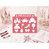 Ada Goods Montessori Prenses Temalı Eğitici Çizim Şablonu (20X15 Cm) - Çocuklar Için Prenses Stencil Cetveli - Pembe