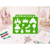 Ada Goods Montessori Prenses Temalı Eğitici Çizim Şablonu (20X15 Cm) - Çocuklar Için Prenses Stencil Cetveli - Yeşil