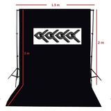 Ada Greenbox 150X200 cm Black Screen Siyah Fon Perde ve Taşınabilir 2 Ayaklı Fon Standı + 4 Adet Fon Mandalı